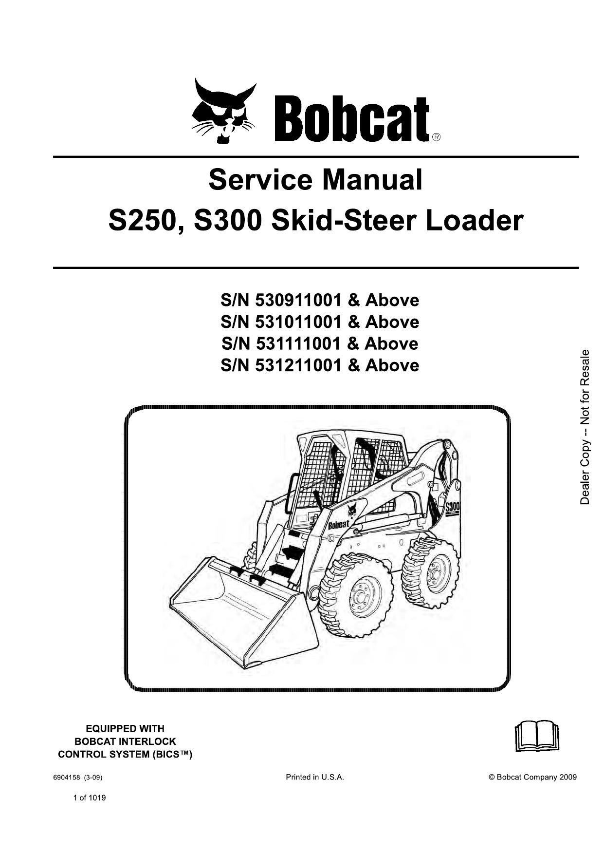 S250 S300 Skid-Steer Loader Service Manual Bobcat 3